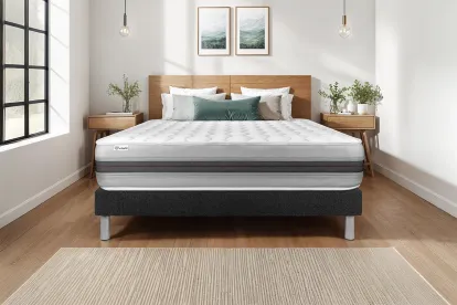 Ensemble Matelas Sommier 135x190 cm - Sommier Noir (en kit) - Vitalspring Recover