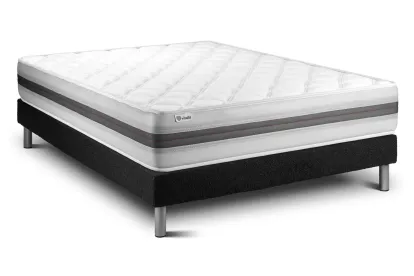 Ensemble Matelas Sommier 160x220 cm - Sommier Noir (en kit) - Vitalmemo Back