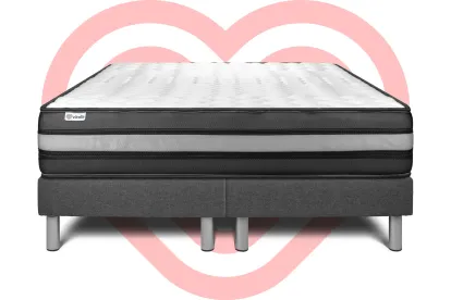Ensemble Matelas Sommier 180x200 cm - 2 Sommiers Gris - Vital Power Zen