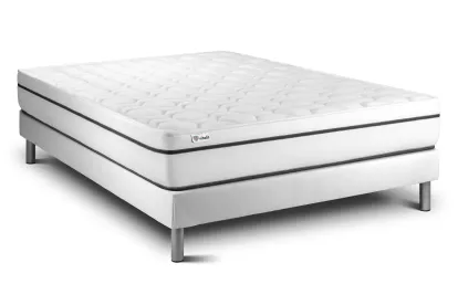 Ensemble Matelas Sommier 140x220 cm - Sommier Blanc (en kit) - Vital Spa