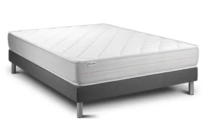 Ensemble Matelas Sommier 150x190 cm - Sommier Gris (en kit) - Vitalmemo