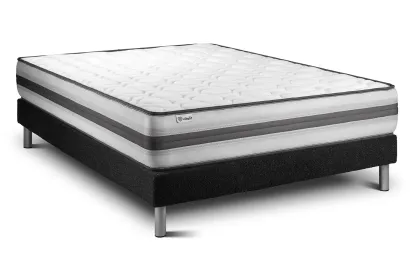 Ensemble Matelas Sommier 140x200 cm - Sommier Noir (déjà monté) - Vitalpower Recover