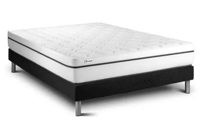 Ensemble Matelas Sommier 140x220 cm - Sommier Noir (en kit) - Vital Spa