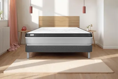Ensemble Matelas Sommier 135x200 cm - Sommier Gris (en kit) - Vital Ergo