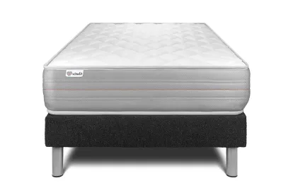 Ensemble Matelas Sommier 90x200 cm - Sommier Noir (déjà monté) - Vitalmemo