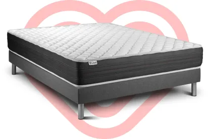 Ensemble Matelas Sommier 160x190 cm - Sommier Gris (en kit) - Vitalmemo One