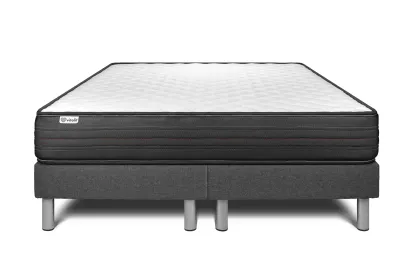 Ensemble Matelas Sommier 180x200 cm - 2 Sommiers Gris - Vitalpower