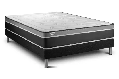 Ensemble Matelas Sommier 135x200 cm - Sommier Noir (en kit) - Vital Care