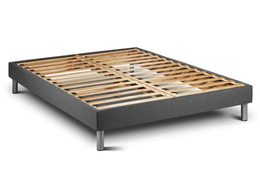 Ensemble Matelas Sommier 150x190 cm - Sommier Gris (en kit) - Vitalmemo Back