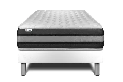 Ensemble Matelas Sommier 90x200 cm - Sommier Blanc (en kit) - Vitalspring Zen