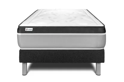 Ensemble Matelas Sommier 90x190 cm - Sommier Noir (en kit) - Vital Ergo