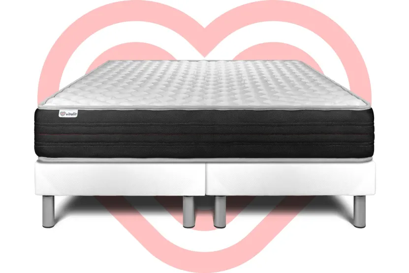 Ensemble Matelas Sommier 180x200 cm - 2 Sommiers Blanc - Vitalmemo One