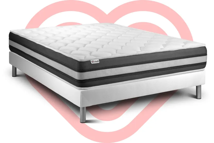 Ensemble Matelas Sommier 140x200 cm - Sommier Blanc (en kit) - Vitalspring Zen