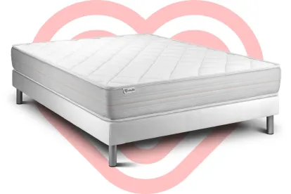 Ensemble Matelas Sommier 160x220 cm - Sommier Blanc (en kit) - Vitalmemo