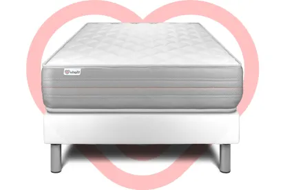 Ensemble Matelas Sommier 120x190 cm - Sommier Blanc (en kit) - Vitalmemo