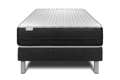 Ensemble Matelas Sommier 90x200 cm - Sommier Noir (en kit) - Vitalmemo One