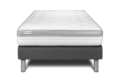 Ensemble Matelas Sommier 120x190 cm - Sommier Gris (en kit) - Vital Relax