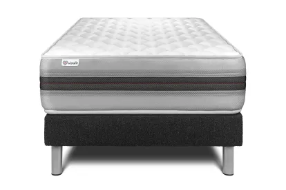 Ensemble Matelas Sommier 90x190 cm - Sommier Noir (déjà monté) - Vitalmemo Back