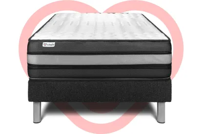 Ensemble Matelas Sommier 120x190 cm - Sommier Noir (en kit) - Vital Power Zen