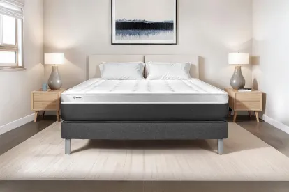 Ensemble Matelas Sommier 90x200 cm - Sommier Gris (en kit) - Vital Soft