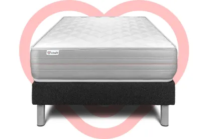 Ensemble Matelas Sommier 90x190 cm - Sommier Noir (déjà monté) - Vitalmemo