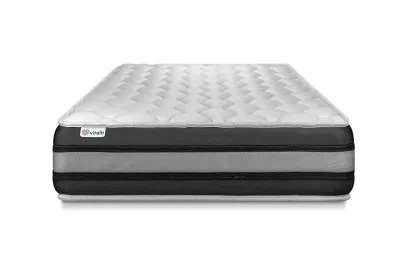 Ensemble Matelas Sommier 90x200 cm - Sommier Blanc (déjà monté) - Vitalspring Zen