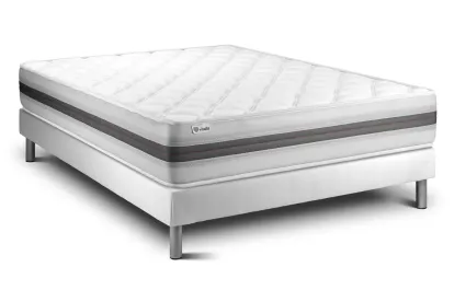 Ensemble Matelas Sommier 180x220 cm - Sommier Blanc (en kit) - Vitalmemo Back