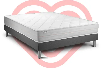 Ensemble Matelas Sommier 160x220 cm - Sommier Gris (en kit) - Vitalmemo