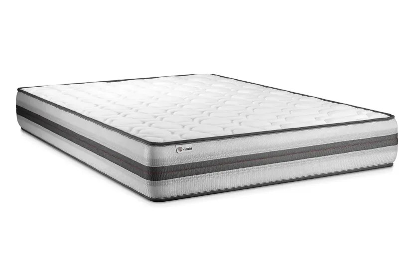 Ensemble Matelas Sommier 135x200 cm - Sommier Noir (en kit) - Vitalpower Recover