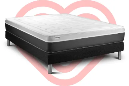 Ensemble Matelas Sommier 160x200 cm - Sommier Noir (en kit) - Vital Soft