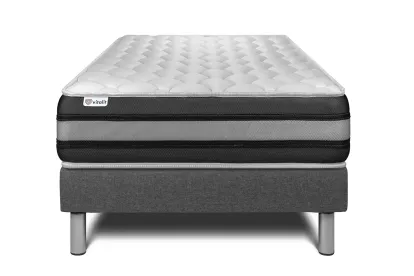 Ensemble Matelas Sommier 120x190 cm - Sommier Gris (en kit) - Vitalspring Zen
