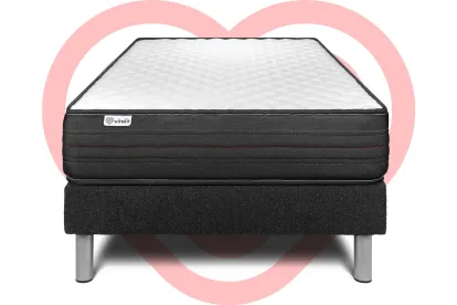 Ensemble Matelas Sommier 90x190 cm - Sommier Noir (déjà monté) - Vitalpower