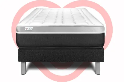 Ensemble Matelas Sommier 90x190 cm - Sommier Noir (en kit) - Vital Soft