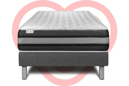 Ensemble Matelas Sommier 90x190 cm - Sommier Gris (déjà monté) - Vitalspring Zen