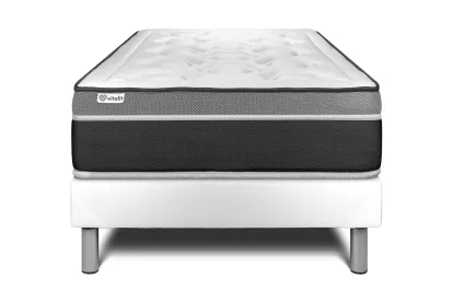 Ensemble Matelas Sommier 120x190 cm - Sommier Blanc (en kit) - Vital Care