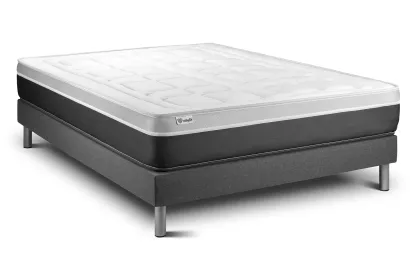 Ensemble Matelas Sommier 200x200 cm - Sommier Gris (en kit) - Vital Soft