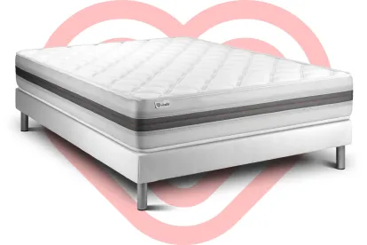 Ensemble Matelas Sommier 180x220 cm - Sommier Blanc (en kit) - Vitalmemo Back