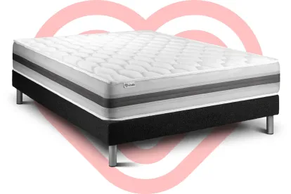 Ensemble Matelas Sommier 140x190 cm - Sommier Noir (en kit) - Vitalspring Recover