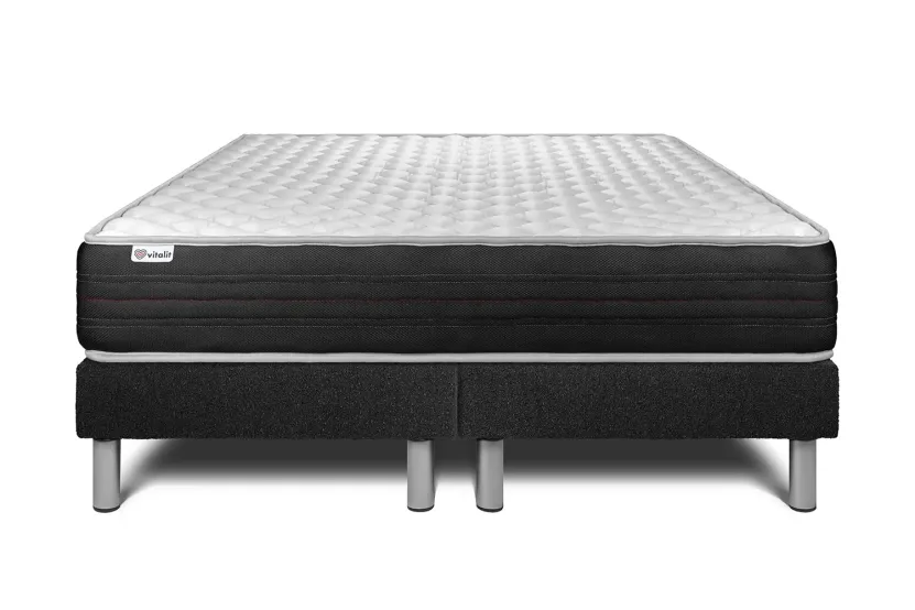 Ensemble Matelas Sommier 200x200 cm - 2 Sommiers Noir - Vitalmemo One