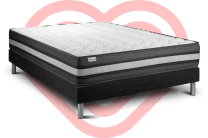 Ensemble Matelas Sommier 130x200 cm - Sommier Noir (en kit) - Vital Power Zen