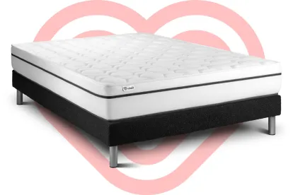 Ensemble Matelas Sommier 140x220 cm - Sommier Noir (en kit) - Vital Spa