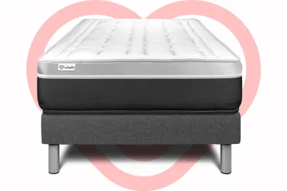 Ensemble Matelas Sommier 90x190 cm - Sommier Gris (en kit) - Vital Soft