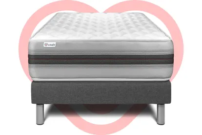Ensemble Matelas Sommier 120x190 cm - Sommier Gris (en kit) - Vitalmemo Back