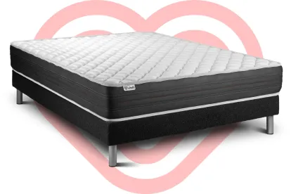 Ensemble Matelas Sommier 135x190 cm - Sommier Noir (en kit) - Vitalmemo One