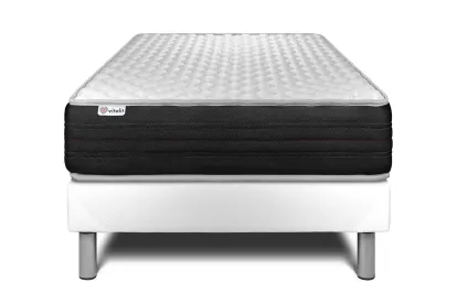 Ensemble Matelas Sommier 90x200 cm - Sommier Blanc (en kit) - Vitalmemo One