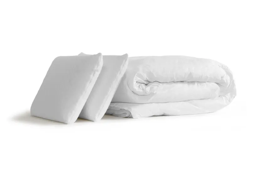 Pack lit complet 200x200 cm - Matelas + Sommier Blanc (en kit) + 2 oreillers + Couette - Vitalpower Recover