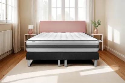 Ensemble Matelas Sommier 200x200 cm - 2 Sommiers Noir - Vitalpower Recover