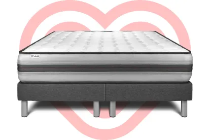 Ensemble Matelas Sommier 180x200 cm - 2 Sommiers Gris - Vitalpower Recover