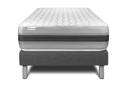 Ensemble Matelas Sommier 90x200 cm - Sommier Gris (déjà monté) - Vitalspring Recover