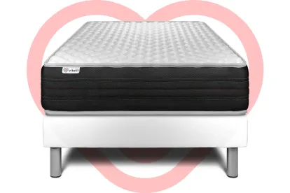 Ensemble Matelas Sommier 90x200 cm - Sommier Blanc (déjà monté) - Vitalmemo One